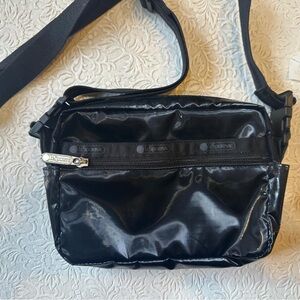 Lesportsac Shiny Black Crossbody Bag